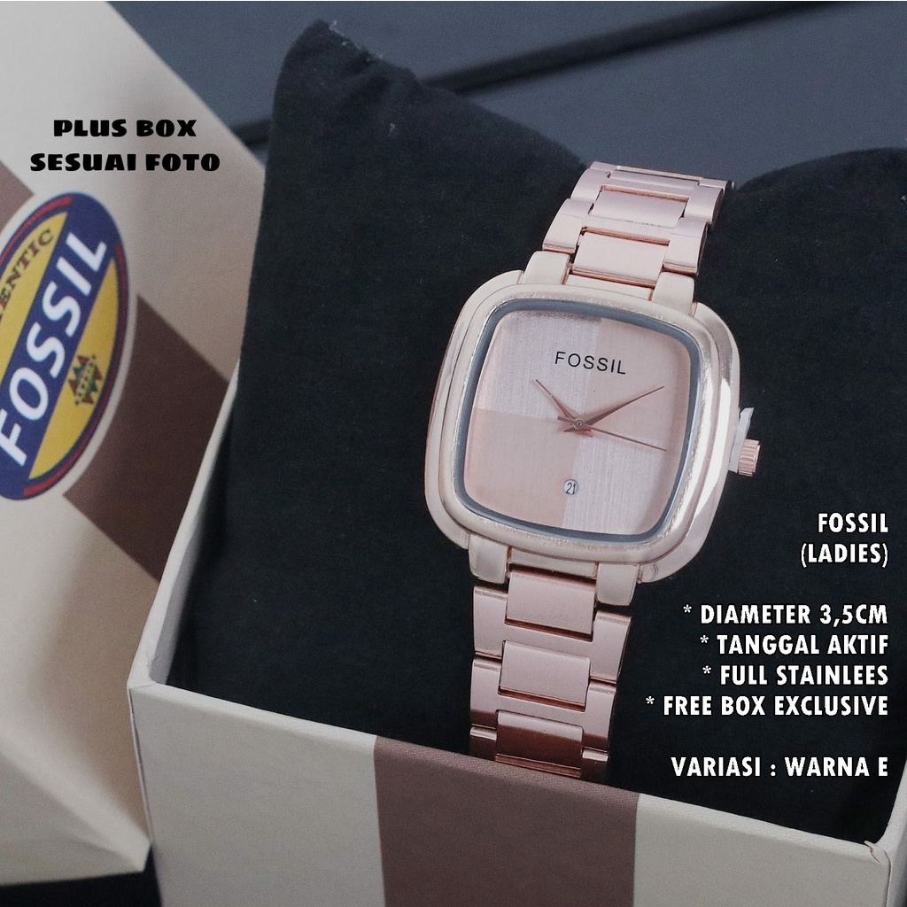 (FREE BOX) JAM TANGAN WANITA FASHION RANTAI BODY SEGI TANGGAL AKTIF