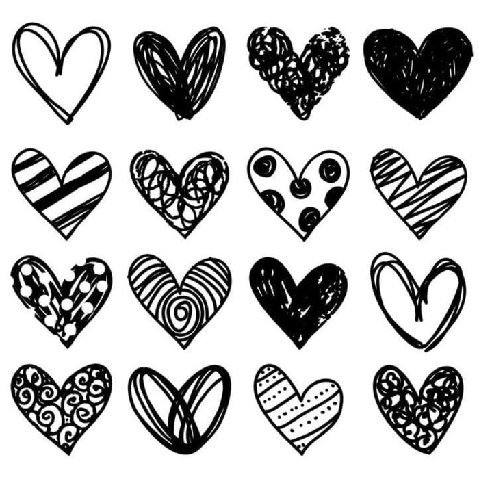 Kertas Scrapbook - Doodle Heart Design