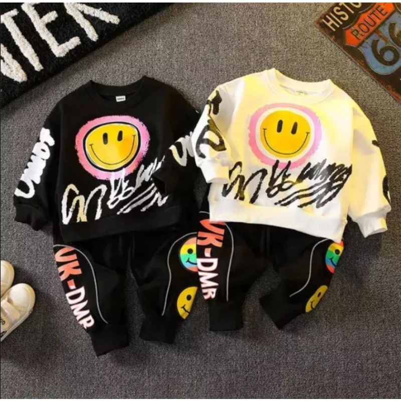 Set Sweater | Setelan Baju Sweater Jogger Anak Laki-laki Dan Perempuan 1-5 Tahun/Setelan Bebyterry Flecce Smile Anak Laki-laki Dan Perempuan Terlaris