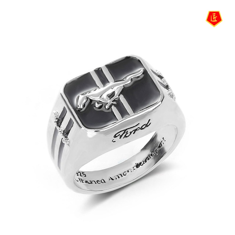 [Ready Stock]925 Silver Fashion Car Logo Ring for Men