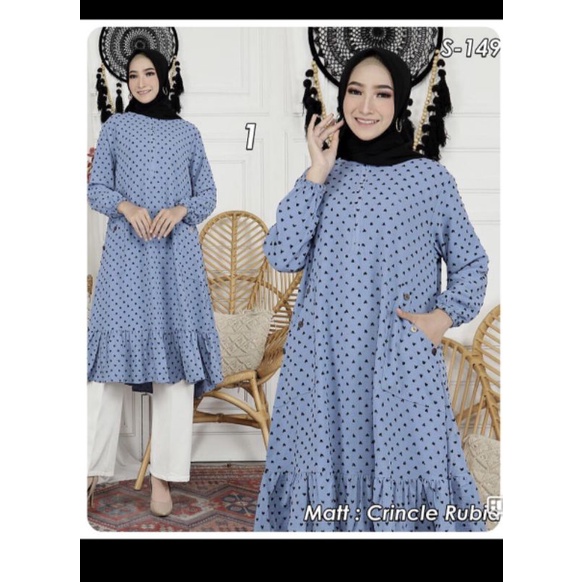 Long Tunik Midi crinkle rubi by gihaza