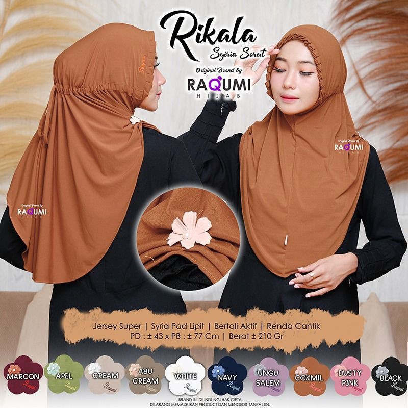 RIKALA ORIGINAL RAQUMI HIJAB | NEW RAQUMI HIJAB | Jilbab Tali | Jilbab Free Masker | Jilbab Pupus