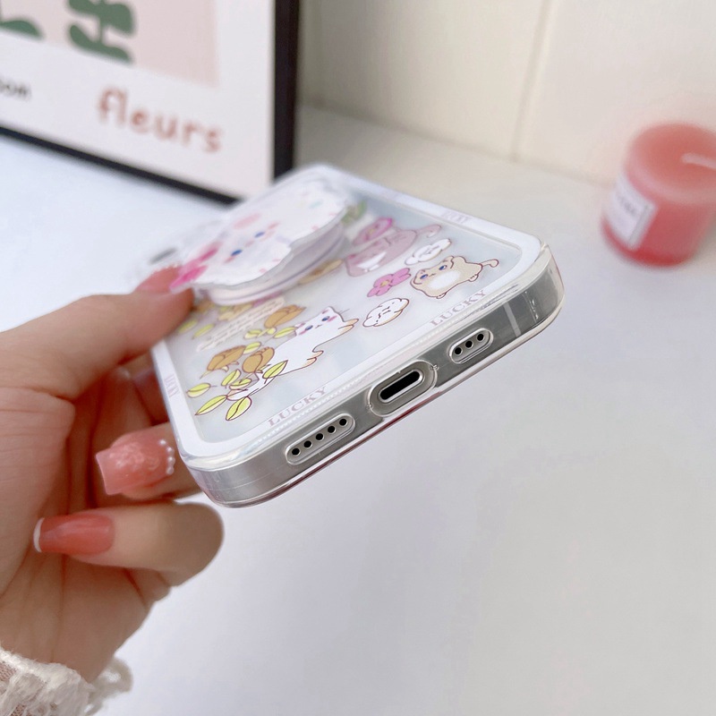 Flowers Cat Popsocket Soft Case iP iPhone 11 12 13 Pro Max 6 6S 7 8 + Plus X XR SE 2020 XS Max Casing