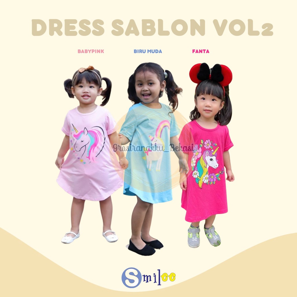 Daster Anak Smilee Sablon Vol 2 Mix Motif Size 1-5TAHUN