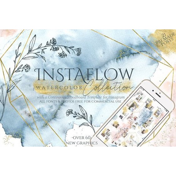 Instaflow Watercolors Across The Grid Template