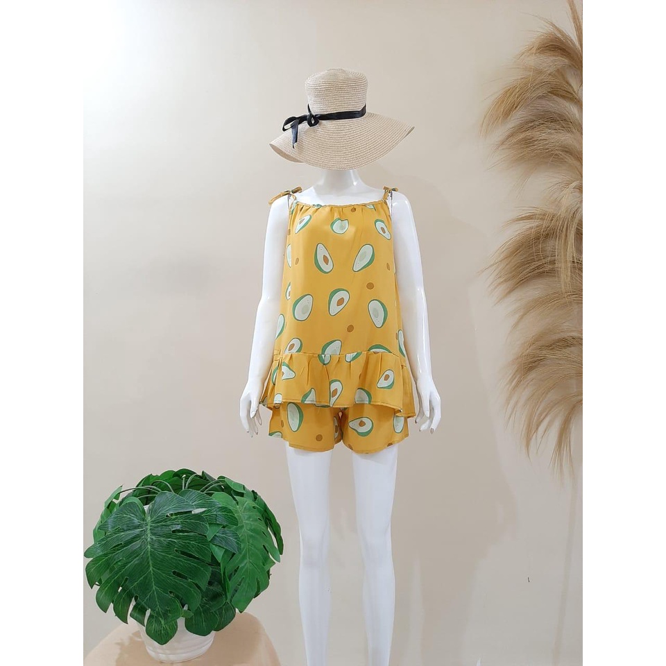 Baju Tidur Wanita Piyama Setelan Rayon Celana Pendek - Piyama Sexy - Lingerie Bahan Rayon Viscose XL