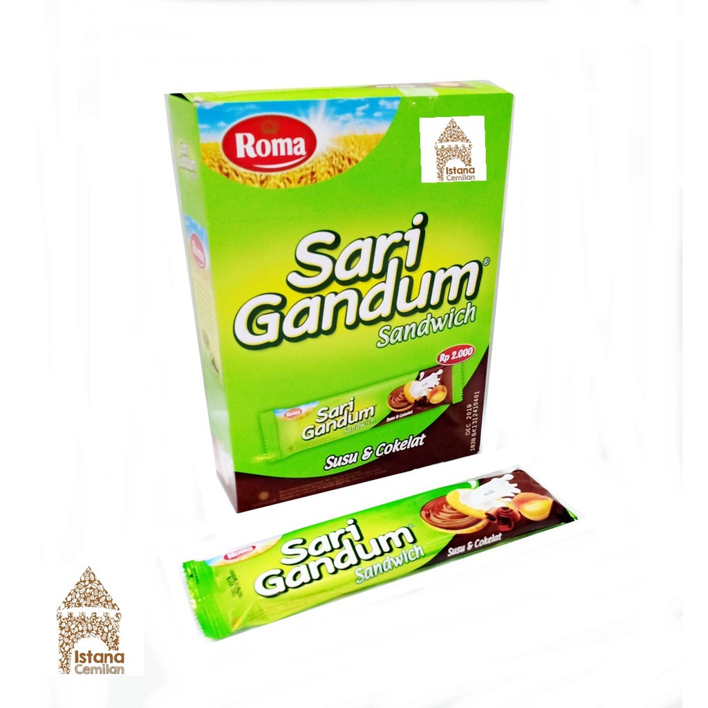 Roma Sari Gandum Sandwich Susu &amp; Cokelat (isi 12pcs)