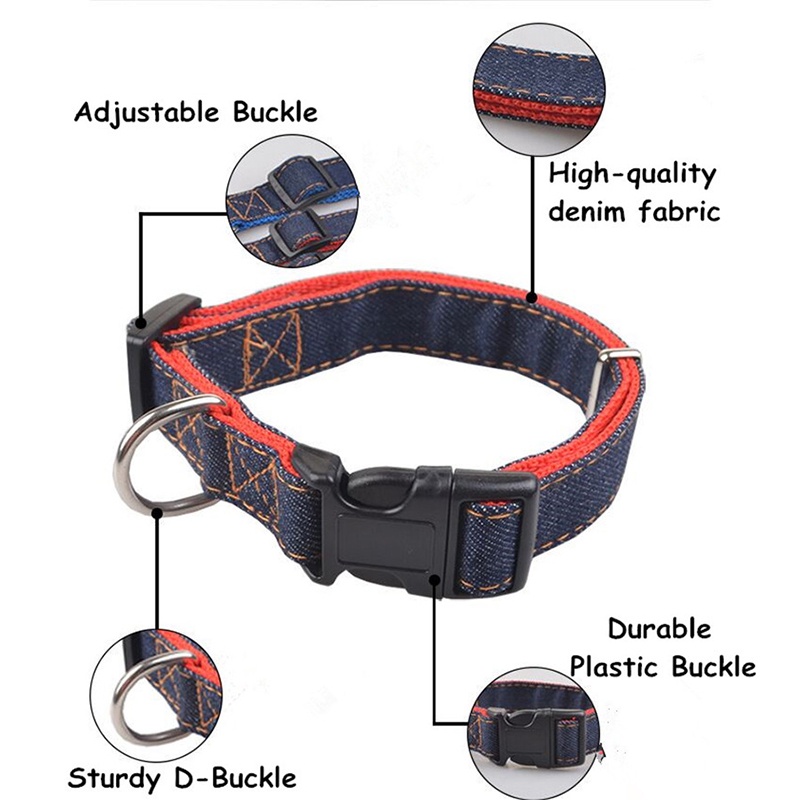 【Yayapet】Kalung Denim Anjing Kucing Untuk Anjing Kucing Peliharaan Pet Collar