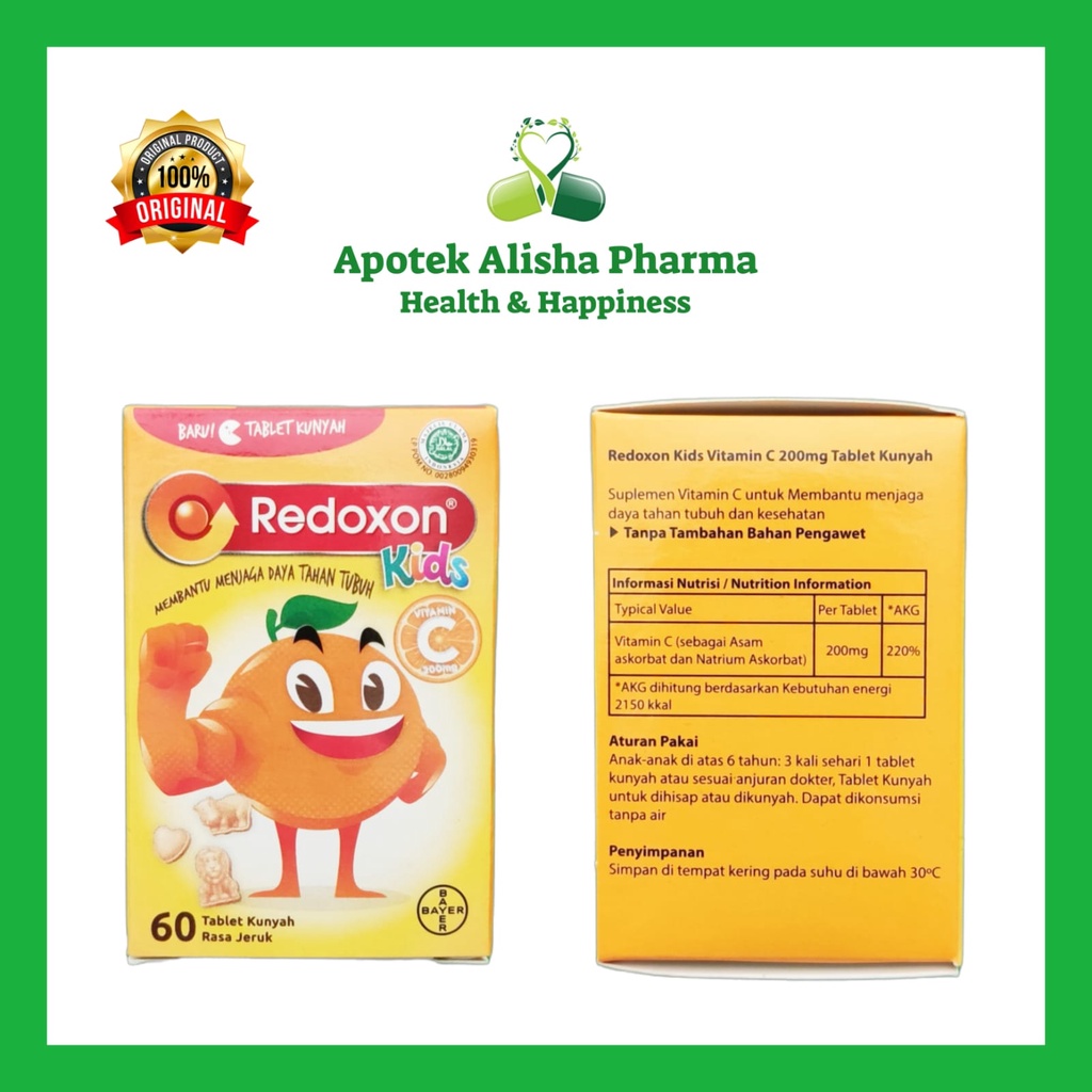 Redoxon Kids Botol 60tablet hisap-Redoxon Kids Vitamin C Anak Rasa Jeruk/Daya Tahan Tubuh Anak