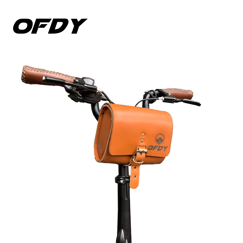 Tas Stang dan Saddle Handlebar Leather Bag Sepeda Lipat  Multifungsi Material Kulit Asli Premium Ori