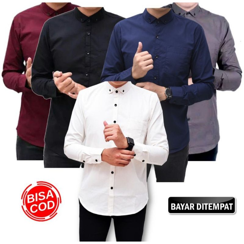 Kemeja Polos Katun Kerja Kantor Formal Lengan Panjang Pria / kemejapria/kemeja slimfit M L XL