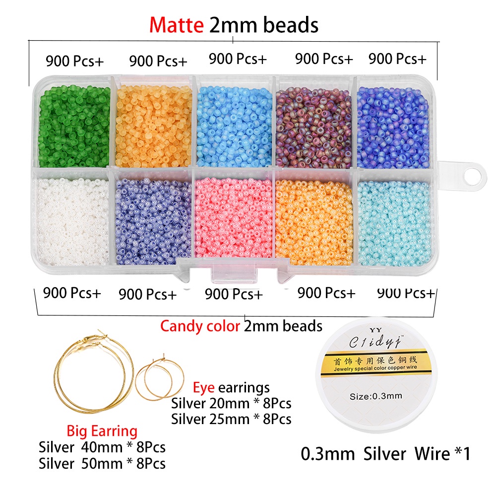 0.3 Mm Besar Anting-Anting Manik-manik Kaca Bulat Longgar Spasi Manik-manik Gelang Kalung Perhiasan Membuat Aksesoris