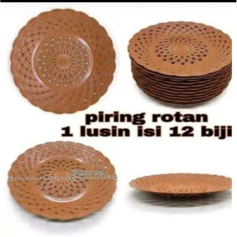 12 Pcs Piring Lidi Anyaman / Piring Anyaman Lidi 12Pcs  / Piring Lidi Bukan Rotan / Piring Anyaman Lidi 12 Pcs