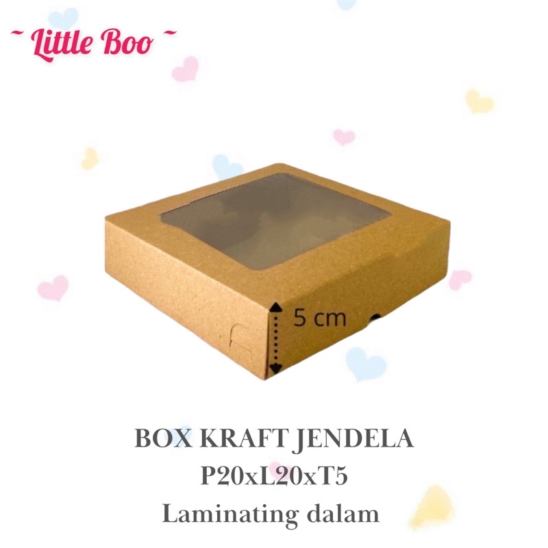 

Box kraft / box kue brownies jendela /box kraft laminating / Kotak kue 20x20x5