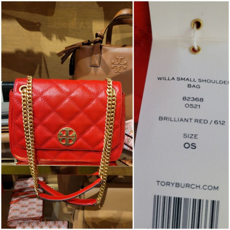 TB willa small shoulder convertible bag brilliant red