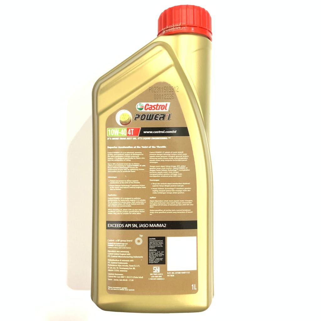 OLI MOTOR CASTROL POWER 1 10W40 4T POWER RELEASE 1000ML SYNTHETIC ASLI