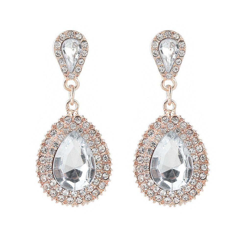 PREVA Water Drop Rhinestones Earrings Multicolor Female Palace Retro Crystal Earrings