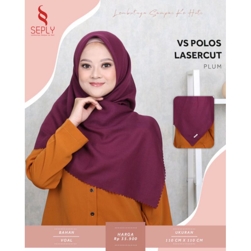 HIJAB SEGIEMPAT LASERCUT POLOS 110 X 110 || SEPLY