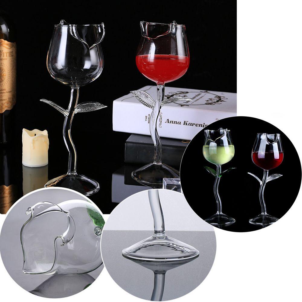 Top Red Wine Glass Goblet Wadah Dekorasi Rumah Bar Perlengkapan Minum Bentuk Bunga Mawar