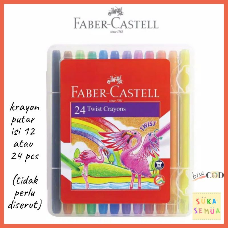 

Faber Castell Crayon Twist 12 & 24 Warna // Krayon Putar Pensil Warna Mewarnai Gambar - COD Bandung