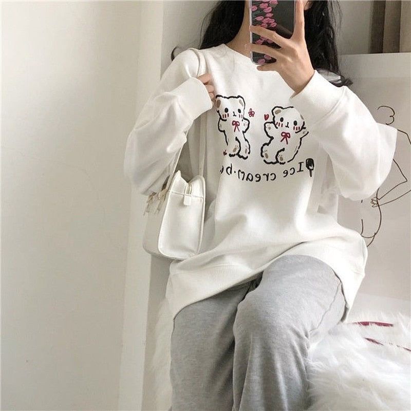 SWEATER WANITA ICE CREAM PEAR ONE SIZE CREWNECK SWEATER WANITA CUTE ALA KOREA / SWEATER WANITA TEBAL