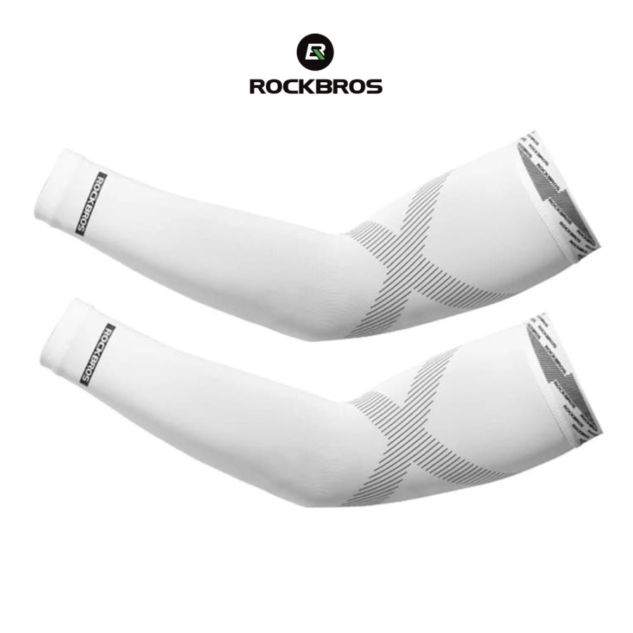 MANSET KAOS TANGAN LARI SEPEDA PUTIH / WHITE ROCKBROS XT022 ARM SLEEVE