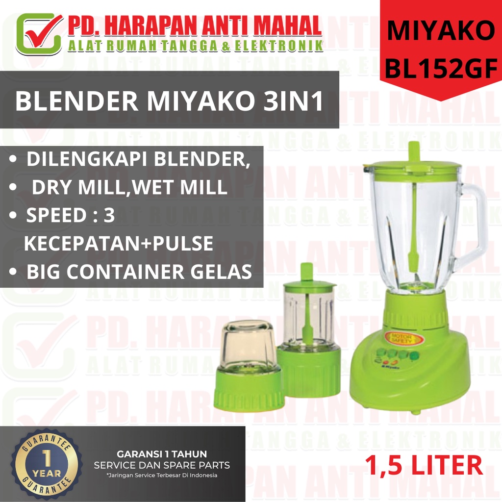 BLENDER MIYAKO BL152GF / BLENDER KACA MIYAKO 3IN1/ BLENDER 3IN1 MIYAKO