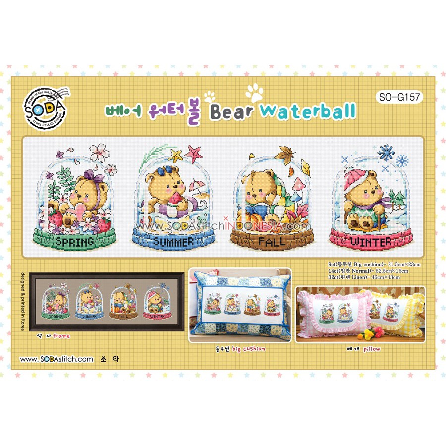 Paket DIY Craft Sulam Kristik Cross Stitch Sodastitch SO-G157 - Bear Waterball Beruang