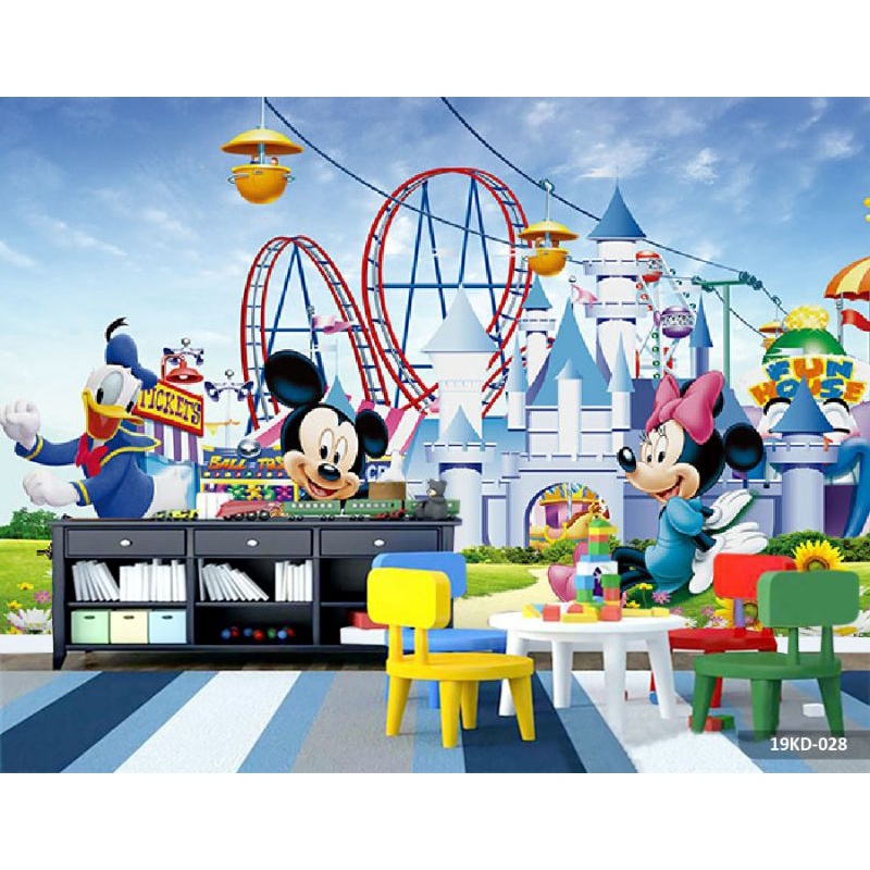 Wallpaper Dinding 3D Custom Mickey Mouse & Donald Duck (19KD-028)