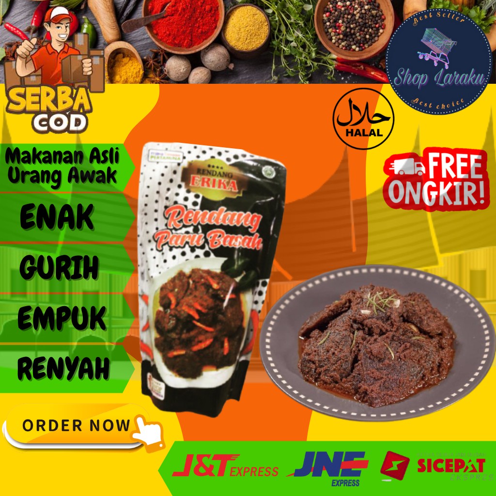 

Rendang Paru Sapi Basah Erika Masakan Khas Minang Asli Payakumbuh Randang Padang Enak Nikmat 250gr