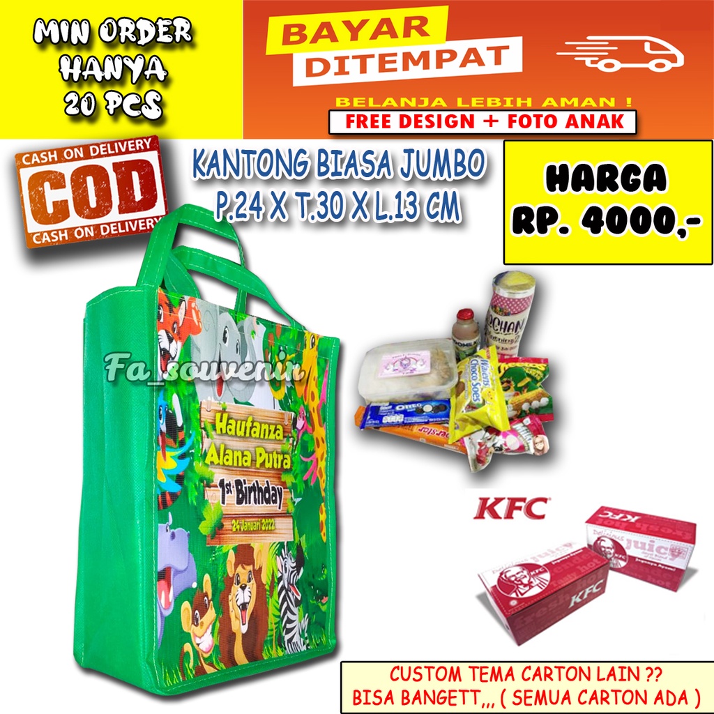 

TAS ULANG TAHUN JUMBO ( UK T30 X P24X L13 CM ) FREE DESIGN souvenir ulang tahun anak