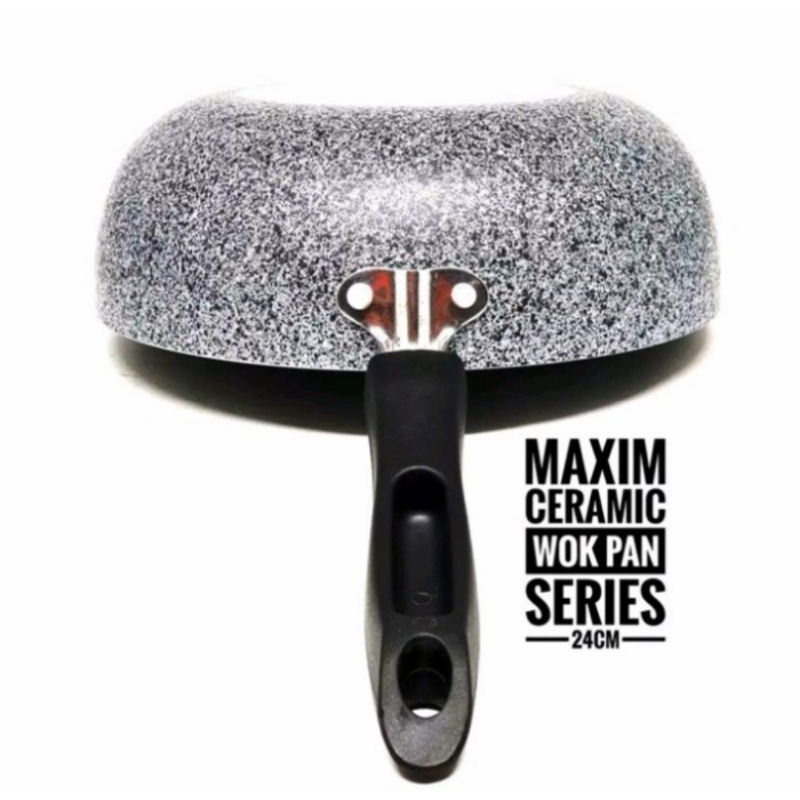 maxim ceramic wok pan series 28cm/maxim neostone deep wok marble ceramic wajan penggorengan anti lengket