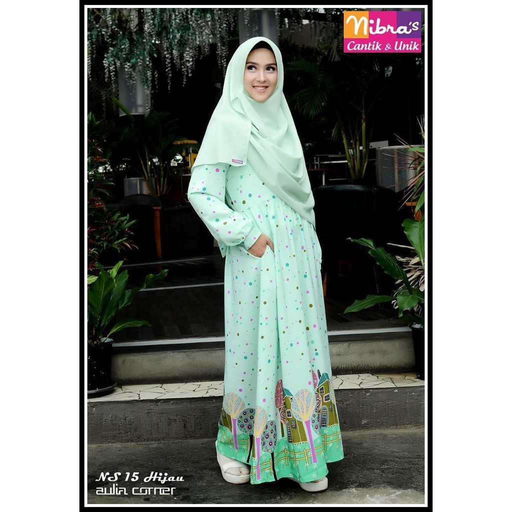 Baju Gamis Model Sekarang Nibras NS 15 Hijau Baju Wanita Terbaru Gamis Terbaru