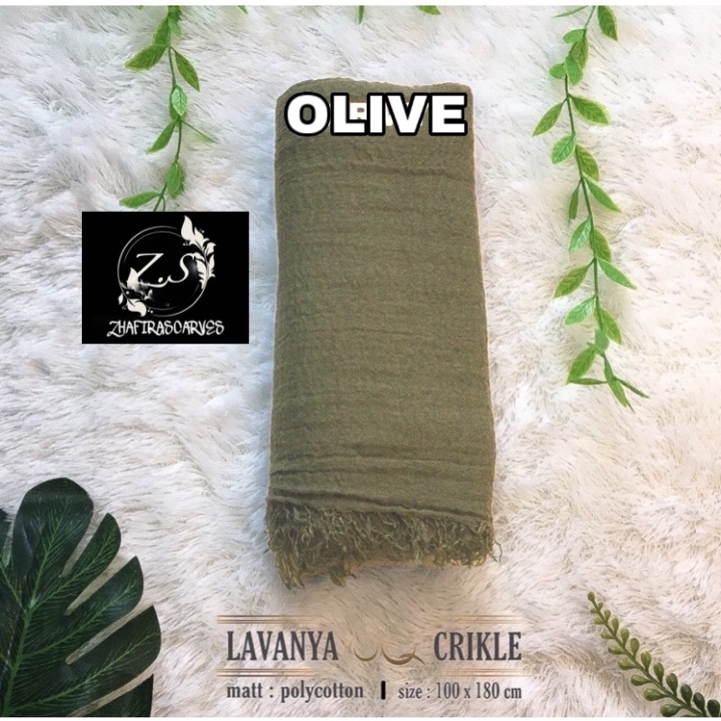 HIJAB Best Seller PASHMINA CRINKLE / CRINCLE - PASHMINA CUTTON CRINKLE / NEGRO / KUSUT-Olive