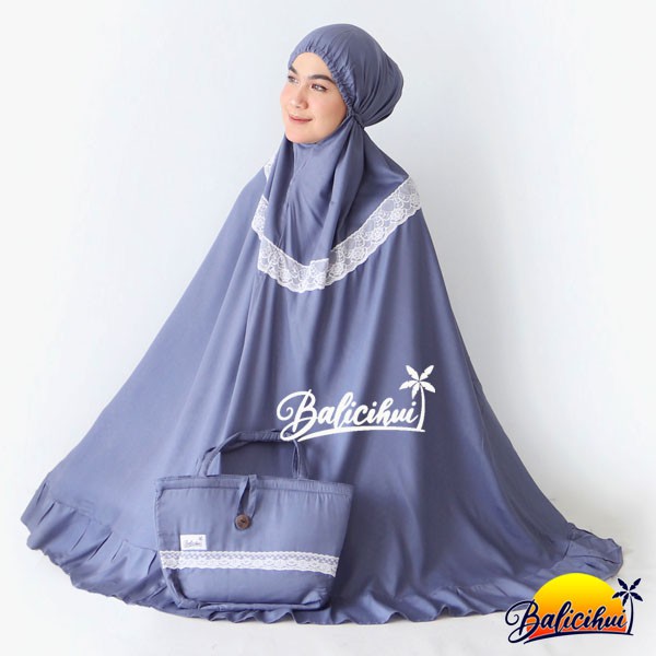 Balicihui Mukena Yasmina Royal Gray Polos Mukena Bali Dewasa Jumbo