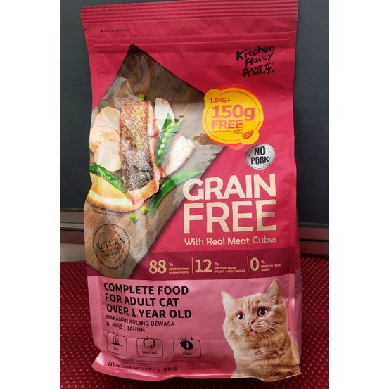Kitchen Flavor Grain Free Adult 1,5Kg Freshpack - Makanan Kucing Dry Food