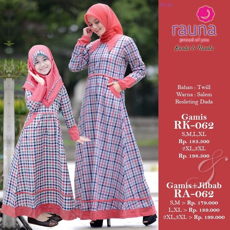 Gamis rauna couple rk ra 062 / dress anak dan ibu / gamis wanita couple