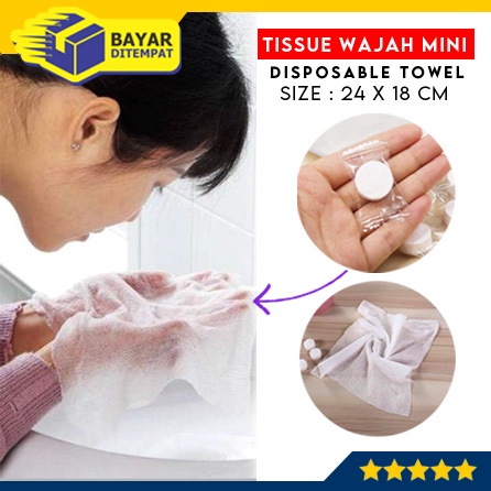Tissue Handuk Mini Permen Travelling Liburan Kompres Towel Portable Tisu Wajah