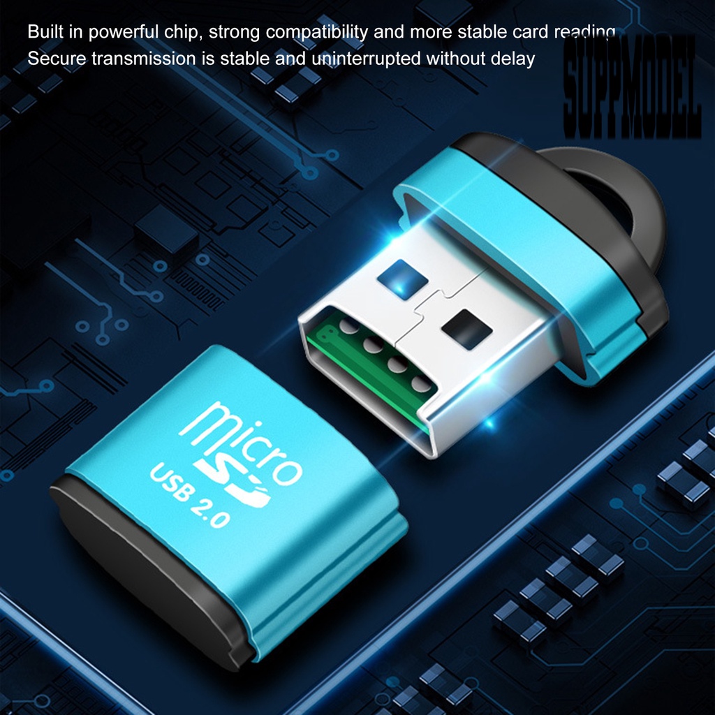 &lt; Suppmodel Card Reader USB TF Portable Bahan Aluminum Alloy Dengan Gantungan Kunci