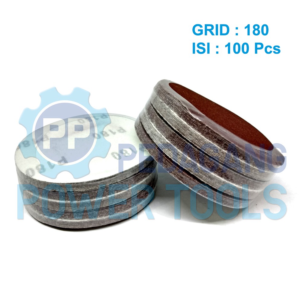 AMPLAS BULAT NO 180 AMPLAS VELCRO TEMPEL MATA GERINDA 4 INCH - 100 PCS