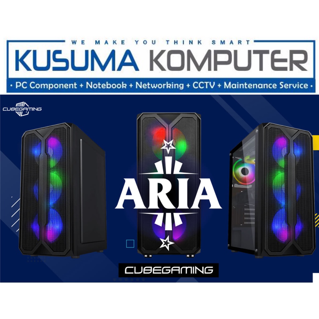 Cube Gaming ARIA + 3 Fan RGB Casing PC Gaming