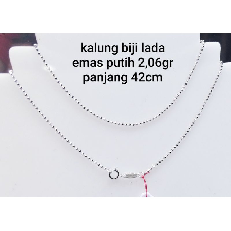 kalung bj lada emas putih 750