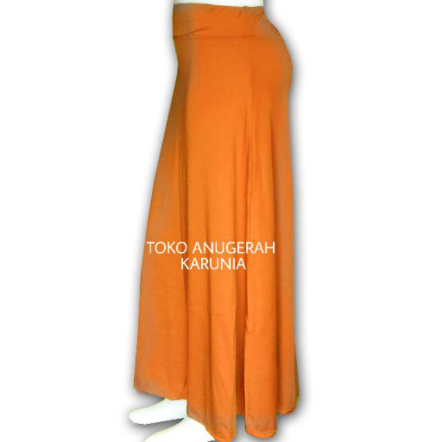 Rok Panjang Polos kaos rayon dan spandek-kunyit