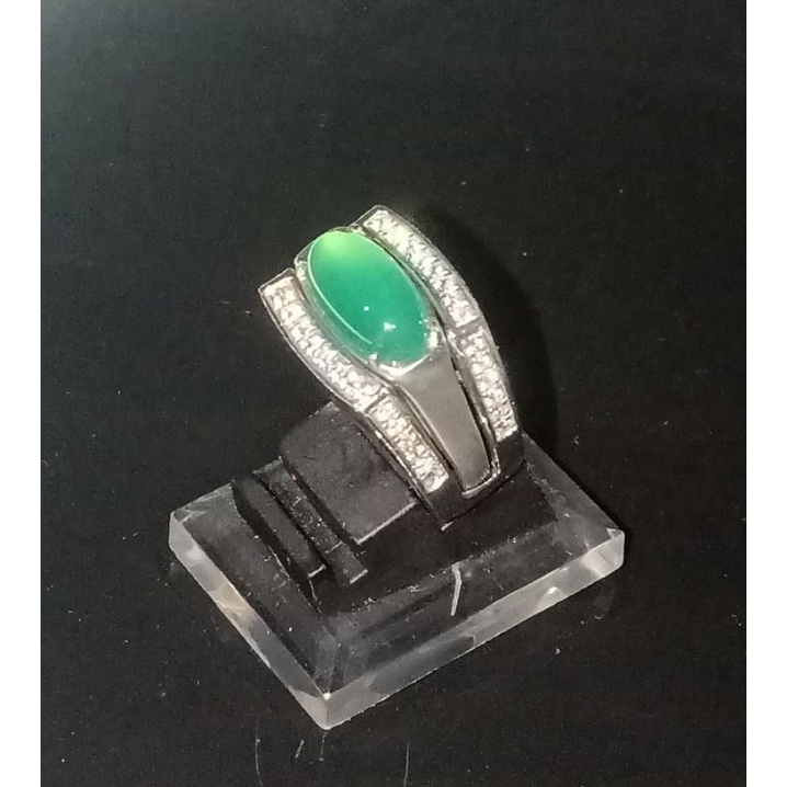Cincin Perak Asli Natural Chrysoprase