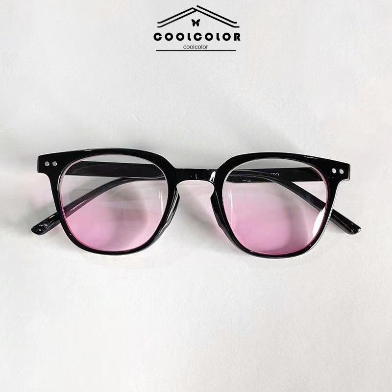 COD kacamata anti radiasi Gradient Pink Blush Glasses Wanita Trendi Wajah Bulat Kacamata Bingkai Hitam untuk Foto- cl