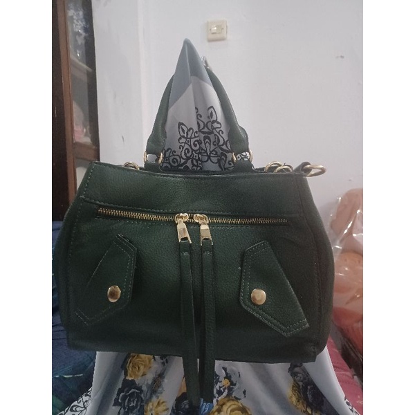 Tas Kulit Hijau Botol