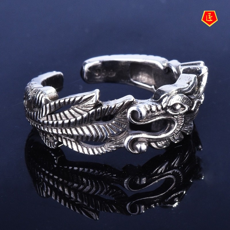 [Ready Stock]Fashion Retro Golden Auspicious Dragon Ring