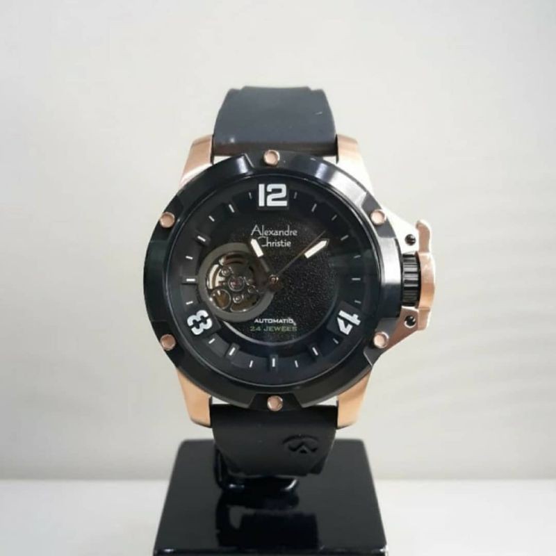 Jam Tangan Alexandre Christie AC6295 MA Black / Rose Gold Original