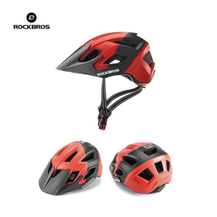 Helm sepeda Rockbros TS39 bicycle helmet merah hitam berkwalitas