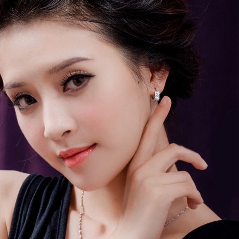 Anting Buckle Kristal Berlian Zirkon Baris Ganda Untuk Wanita